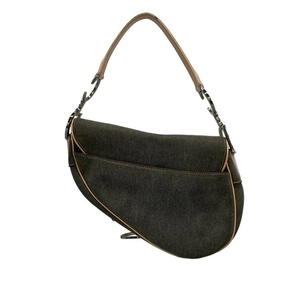 Auth DIOR/ChristianDior Saddle Bag Black Pink Denim Patent Leather Handbag - Picture 2 of 16